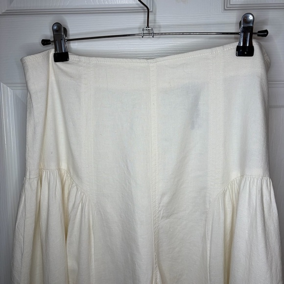 Anthropologie Linen Extended Waist Pants Wide Leg Ankle Ivory White 10 NWT - Picture 7 of 12